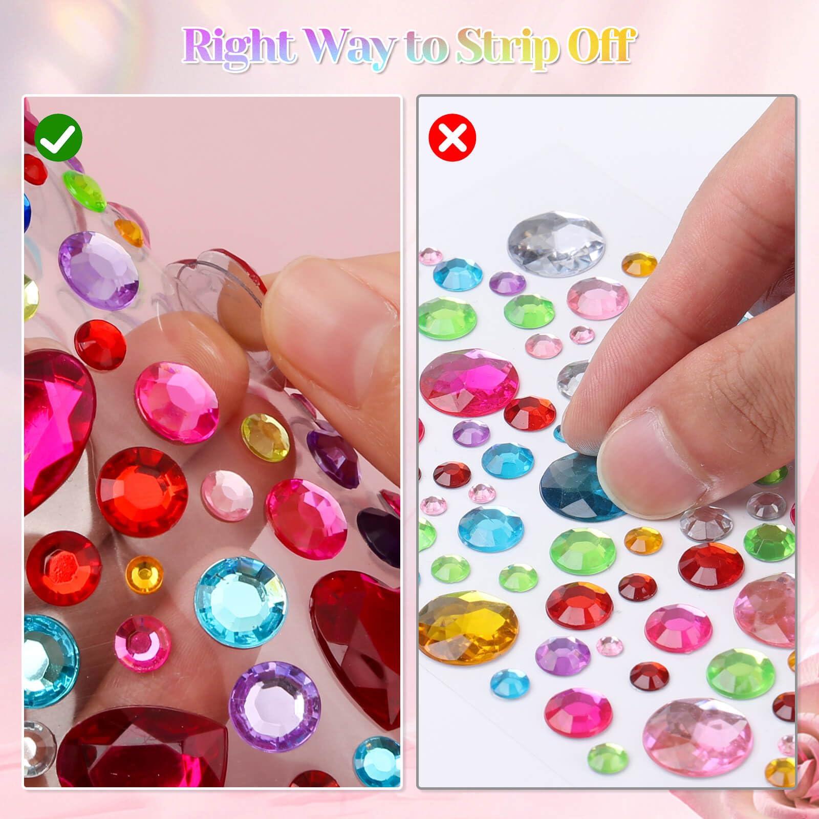 ROADPLUM 4100Pcs Gem Stickers for Crafts, 10 Sheets Self Adhesive Gemstones Pearl Jewels Stickers for Kids Crafts, Stick on Gems Pearls for Hair, Bling Rhinestone Stickers for Decoration