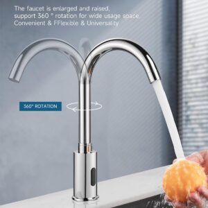 Touchless Bathroom Faucet 3 or 1 Hole, Motion Sensor Sink Faucets Hospital Hands Free Water Faucet with Temperature Mixer, Automatic Faucet Commercial Vanity Faucet Banhao