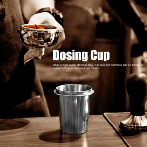 Haosie 51mm Dosing Cup, Stainless Steel Coffee Powder Dosing Cup, Mug Coffee Powder Feeder Part for Espresso Machine