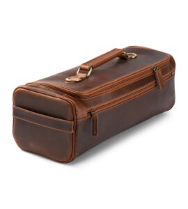 angus stoke premium leather knife bag-case, xxl chef's roll bag with huge storage space and extras - waxed vintage buffalo leather, arvid (walnut-brown)