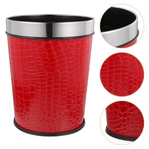 NUOBESTY Retro Trash Can 5L Small Waste Paper Basket Waste Container Bin Garbage Container for Bathroom, Bedroom, Office(Red)