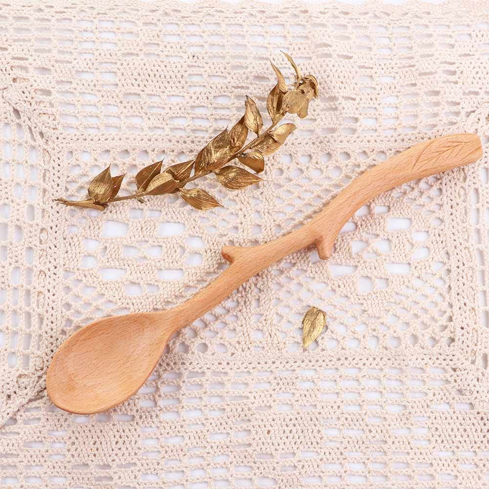 3Pcs Wooden Twig Spoons,Long Handle Soup Spoon Natural Wood Coffee Scoop, Creative Branch Shape Ladle Spoon for Soup Cooking Mixing Stirrering