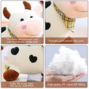 AUCOOMA Cow Plush Stuffed Animals Pillow Cute Cow Plushie Toys Stuffed Cow for Kids 11"