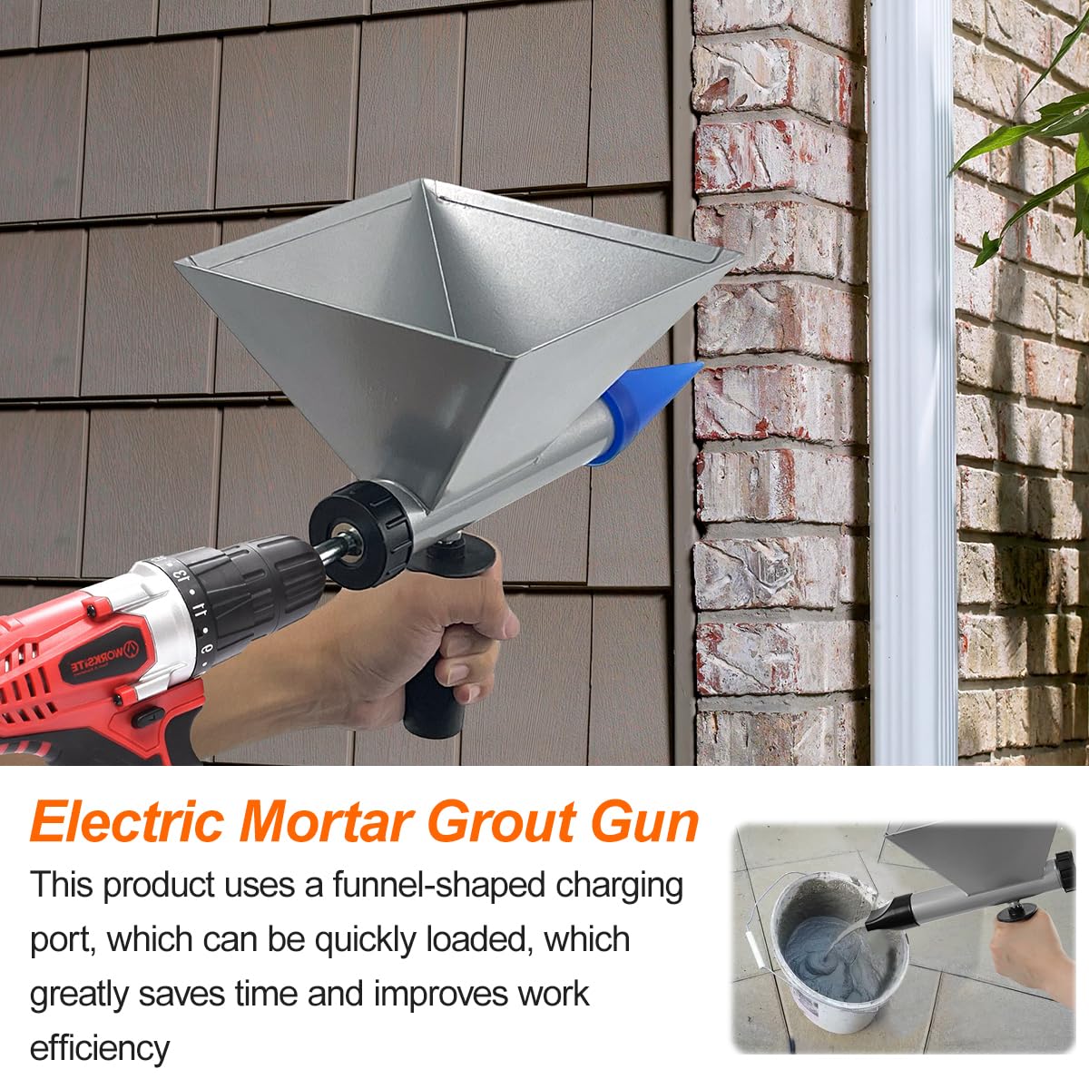 Electric Mortar Grout Gun Pump, Portable Cement Grouting Machine, Cement Caulk Gun, Reusable Cordless Electric Caulking Gun Finishing Tool with 8 Nozzles (Without Electric Drill)