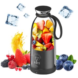 Portable Blender, 500ML Personal Blender for Shakes and Smoothies, Traveling Fruit Veggie Juicer Cup, USB Rechargeable with Six Blades for Sports Travel and Outdoors (black)