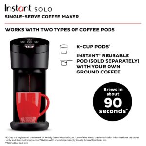 Instant Solo Single Serve Coffee Maker, From the Makers of Instant Pot, K-Cup Pod Compatible Coffee Brewer, Includes Bold Setting and 40oz. Water Reservoir, Brew 8 to 12oz., Black