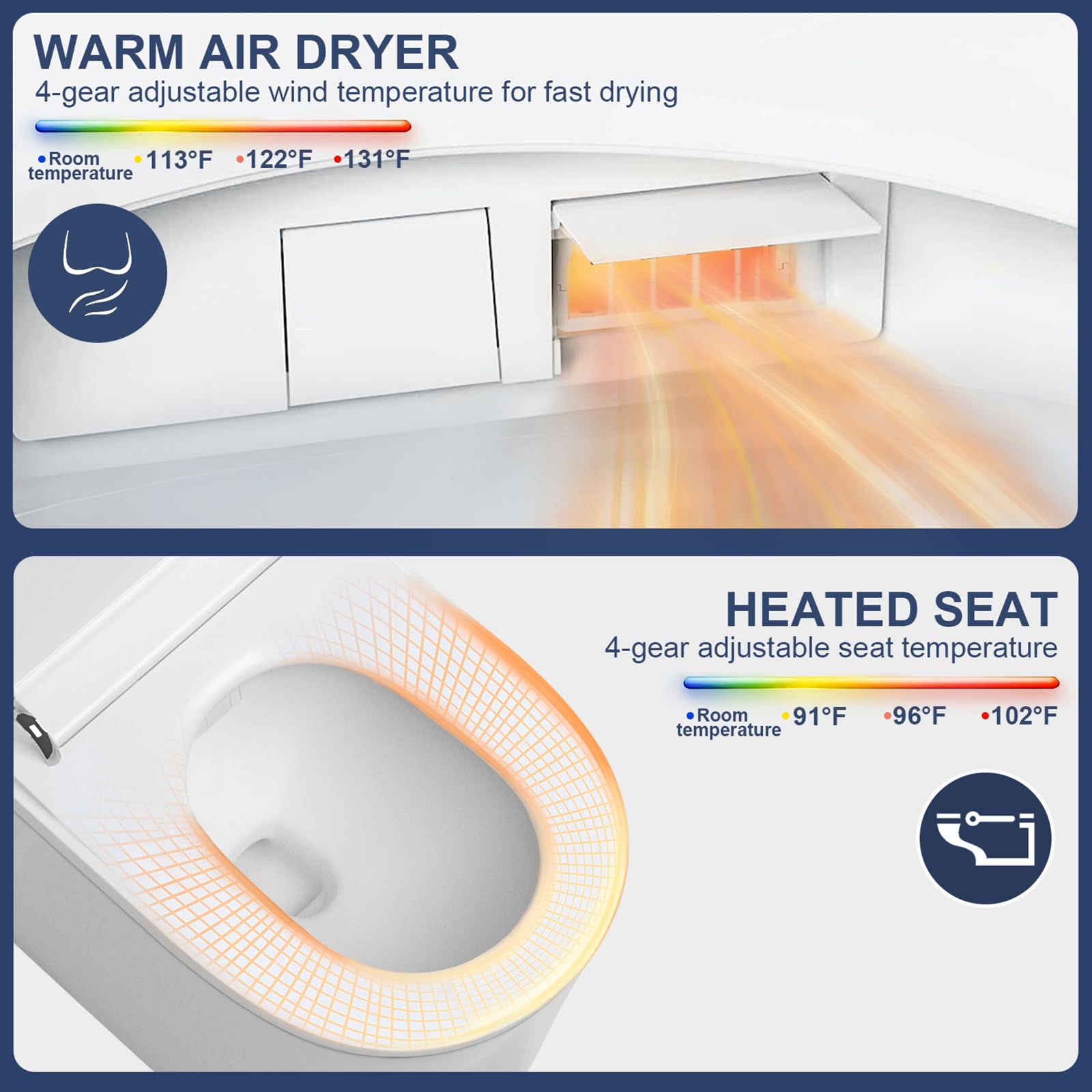 ZMJH 171 Smart Toilet with Bidet Built in, One Piece Elongated Toilet, Dryer and Warm Water, Heated Seat, Auto Open/Close Lid, Auto Flush, Soft Close Seat, Remote Control