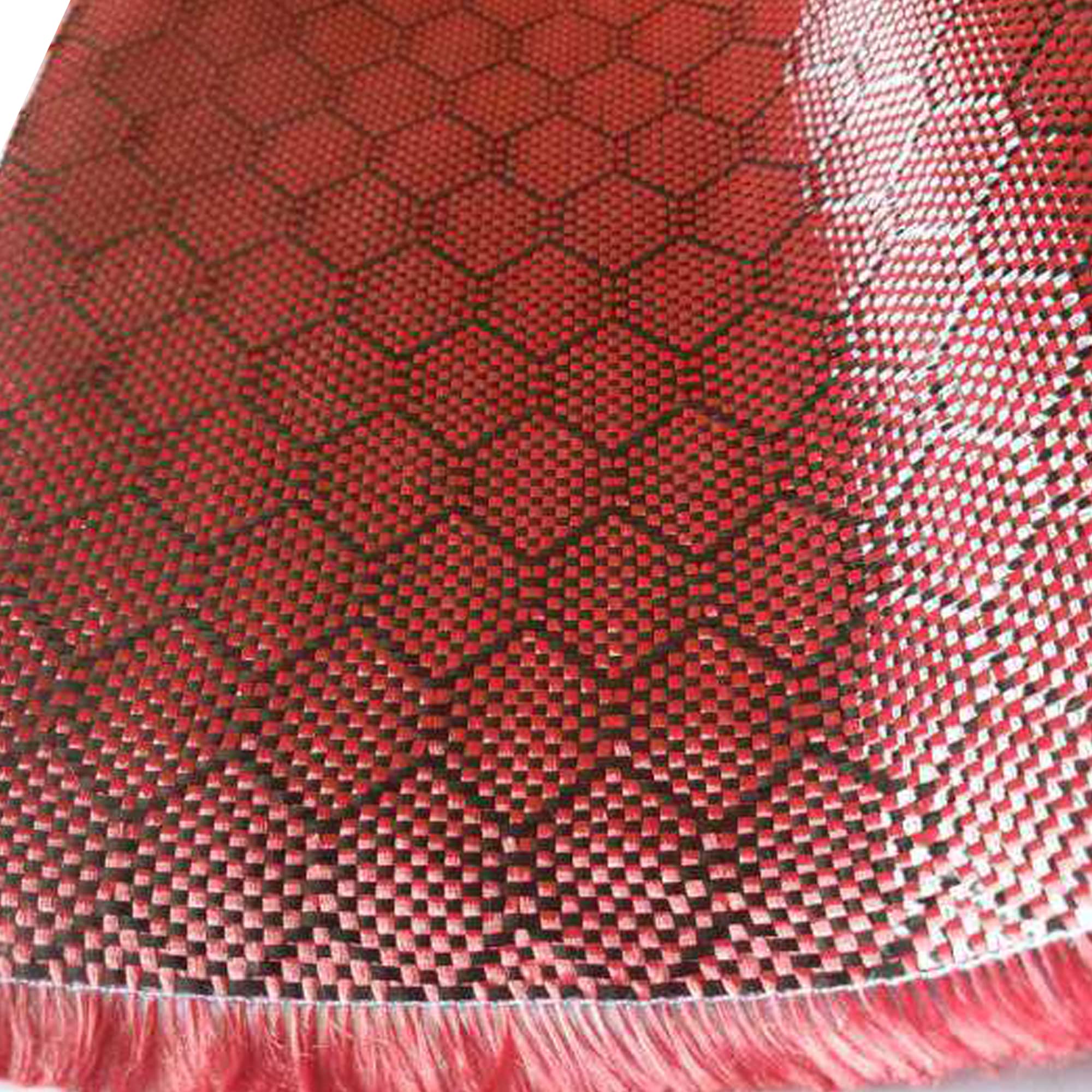 KARBXON - 4 in x 10 ft – Beehive Weave - Carbon Fiber Aramid Fabric - Red - 3K - 240g/meter - Beehive Weave 4” Wide Hemmed Fabric for Repair, DIY Projects (4, 10 ft)