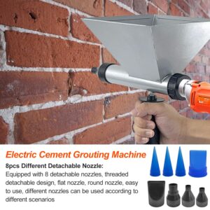 Electric Mortar Grout Gun Pump, Portable Cement Grouting Machine, Cement Caulk Gun, Reusable Cordless Electric Caulking Gun Finishing Tool with 8 Nozzles (Without Electric Drill)