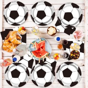 Soccer Party Supplies Serves 24 Soccer Party Paper Plates Napkins Soccer Disposable Tablecloth Set Tableware Kit for Birthday Party Boys Girls Baby Shower