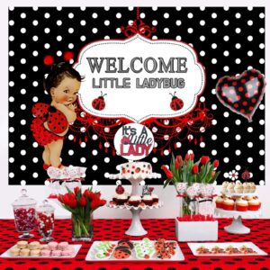 126 PCs Ladybug Baby Shower Decorations, Fiesec Ladybug Baby Shower Supplies Welcome Little Ladybug Backdrop Balloon Garland Banner Tablecloth Cake Topper Walking Balloon Polka Dots Heart Flower