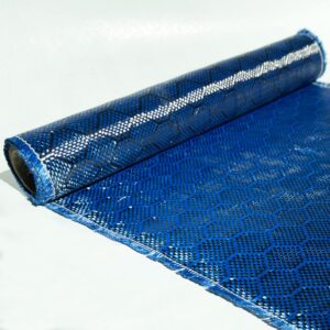 KARBXON - 12 in x 10 ft – Beehive Weave - Carbon Fiber Aramid Fabric - Blue - 3K - 240g/meter - Beehive Weave 12” Wide Hemmed Fabric for Repair, DIY Projects (10, Ft)