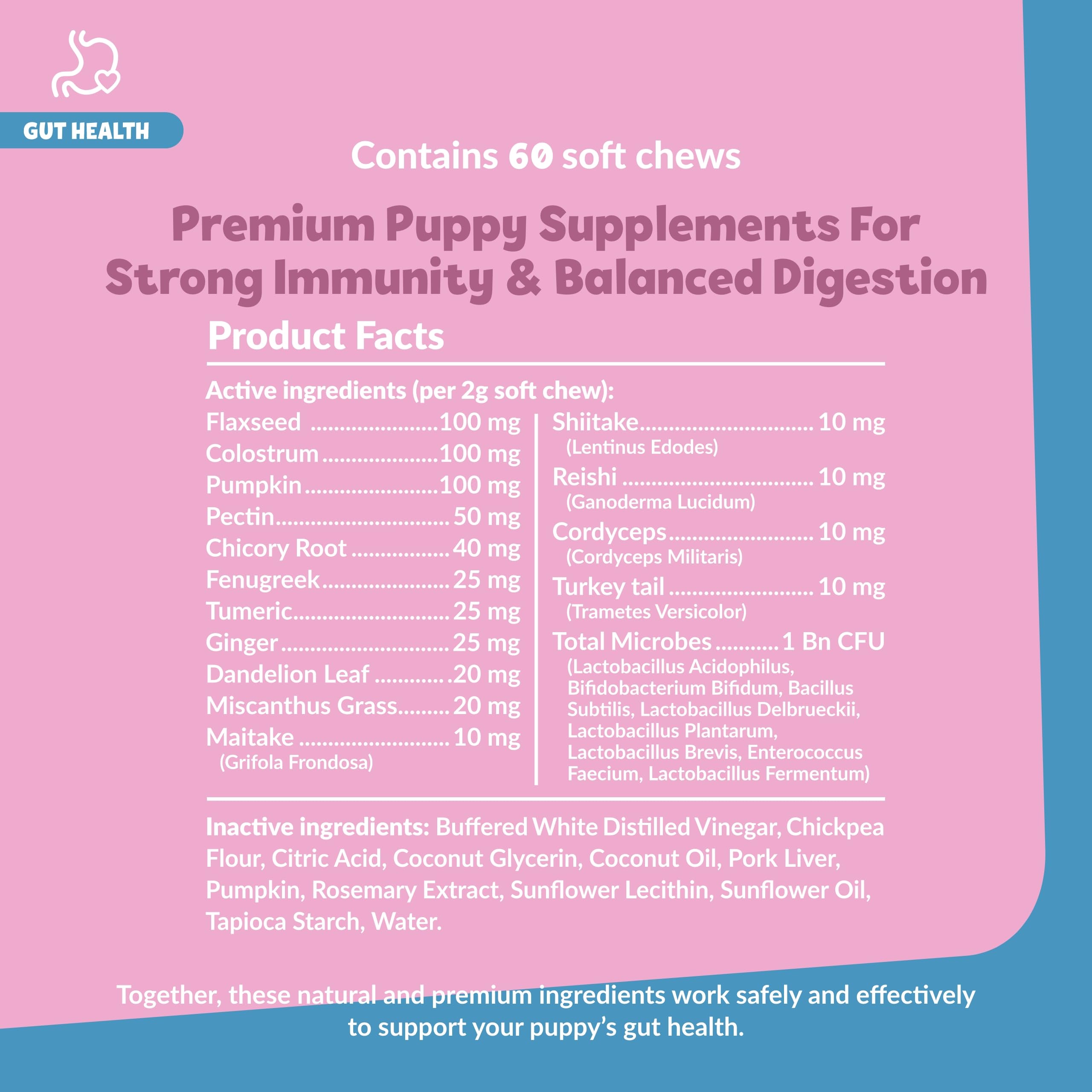 Snuggle Puppy Puppy Bites Gut Health Supplement - Dog Probiotics & Prebiotics for Gut Health - Pet Supplement and Supplies for Dog Health - Dog Digestive Health Support - 60 Soft Chews