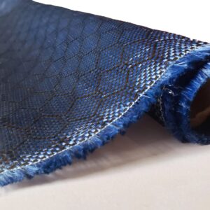 KARBXON - 12 in x 10 ft – Beehive Weave - Carbon Fiber Aramid Fabric - Blue - 3K - 240g/meter - Beehive Weave 12” Wide Hemmed Fabric for Repair, DIY Projects (10, Ft)