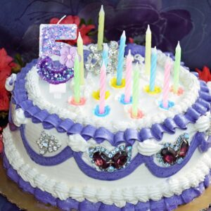 Number 5 Candles,Purple Flower Number Birthday Candles for Cake Purple Number Candle Creating a Romantic and Warm Atmosphere