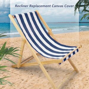 KUYYFDS Sunloungers, Beach Sling Chair Replacement Canvas Blue and White Sling Chair Replacement Deck Chair Fabric for Sunbathing Courtyard