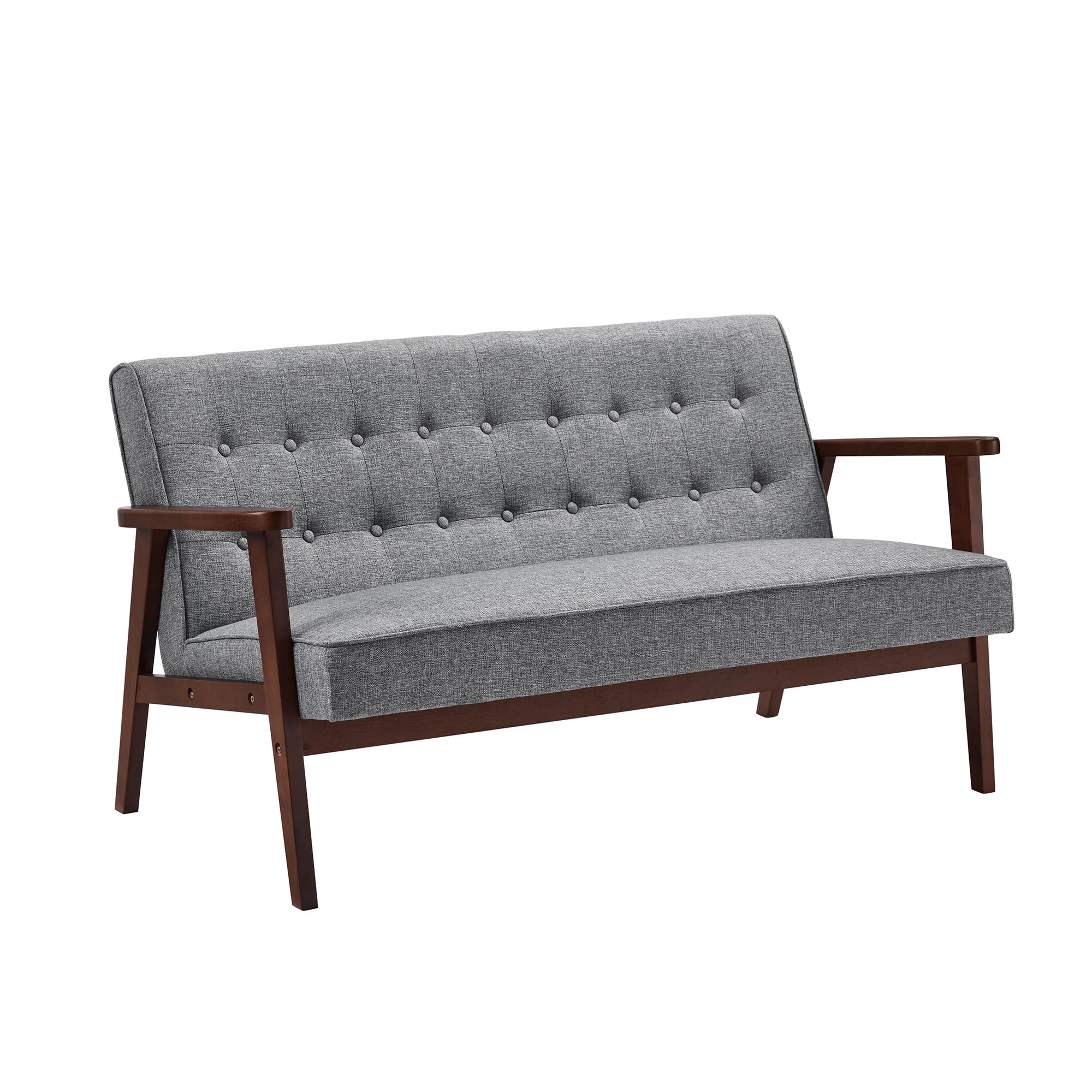 SONGMICS Loveseat Sofa, 2 Seater Cushioned Couch for Small Spaces, Mid-Century Modern 51.2-Inch Wide Seat with Solid Wood Armrests, Easy Assembly, for Living Room Bedroom, Dove Gray ULAC012G01