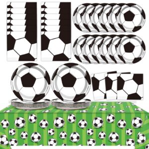 soccer party supplies serves 24 soccer party paper plates napkins soccer disposable tablecloth set tableware kit for birthday party boys girls baby shower