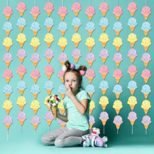 12 Pcs Ice Cream Banners Summer Party Decorations Garland Kit Ice Cream Hanging Swirl Beach Birthday Party String for Summer Beach Ice Cream Baby Shower 1st Birthday Girl Favor Party Supplies Decor