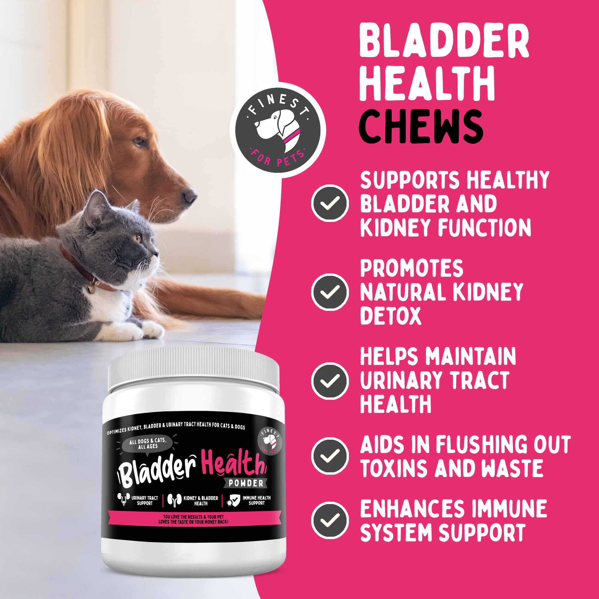 Dog & Cat UTI Prevention, Bladder, Kidney & Urinary Tract Health Powder. with Cranberry & D-Mannose to Support Immune System - Made in The USA for Optimal Pet Health (120 Scoops / 120g)