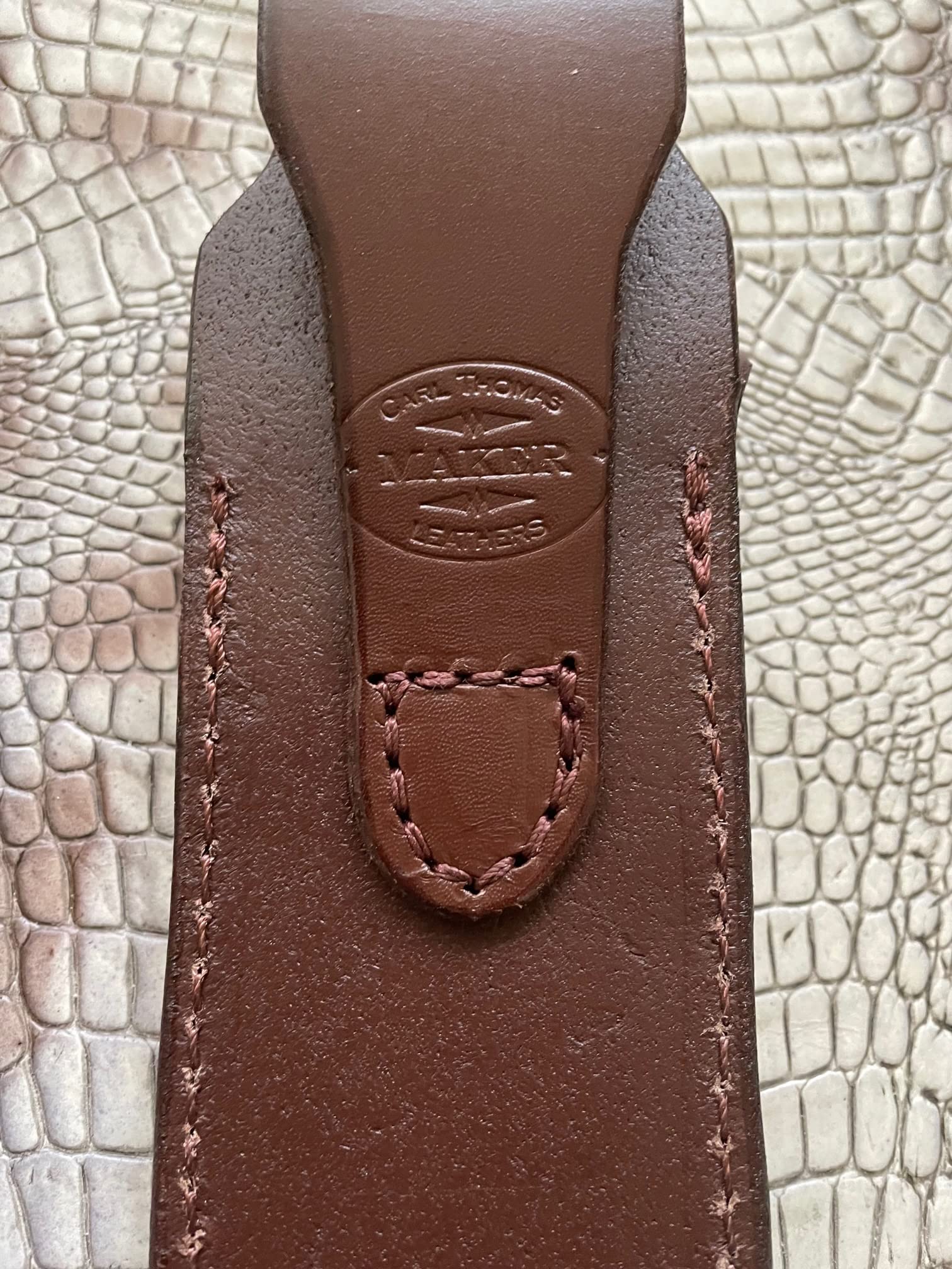 Carl Thomas Leathers Custom Leather Knife Sheath Fits Buck 120 Knife, Fixed Blade Knife Holder, Brown, Sheath Only