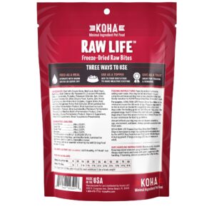 KOHA Raw Life Freeze-Dried Raw Bites Beef for Dogs, High Protein Meal, Topper, and Treat for Picky Eaters, 14oz Bag