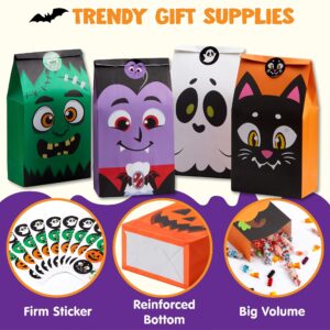 JOYIN 72PCS Halloween Treat Bags, 6 Styles Trick or Treat Paper Bags with Stickers, Halloween Goodie Bags for Kids, Halloween Candy Bags, Halloween Party Favors Decorations