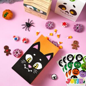 JOYIN 72PCS Halloween Treat Bags, 6 Styles Trick or Treat Paper Bags with Stickers, Halloween Goodie Bags for Kids, Halloween Candy Bags, Halloween Party Favors Decorations