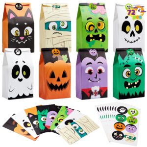 joyin 72pcs halloween treat bags, 6 styles trick or treat paper bags with stickers, halloween goodie bags for kids, halloween candy bags, halloween party favors decorations