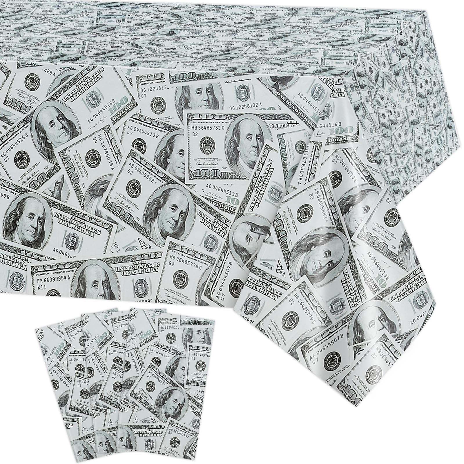 PHOGARY 3 Pieces Money Table Cloth Money Theme Party Decorations, Bill Dollar Signs Tablecloths Money Table Covers for Birthday Casino Wedding Retirement Anniversary Graduation Party Supplies