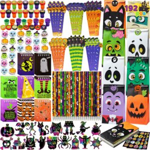 joyin 192pcs halloween stationery set, trick or treat gifts for kids, 24 pack halloween themed stationery set for party favors carnival game prizes, school stationery party supplies