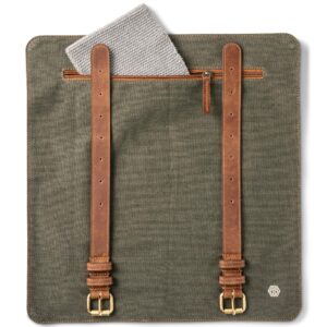 Knife Bag made of durable Canvas & genuine Leather - Chef's Knife Roll Case for Cooking & BBQ - Knives storage case Lars (Olive-Green)