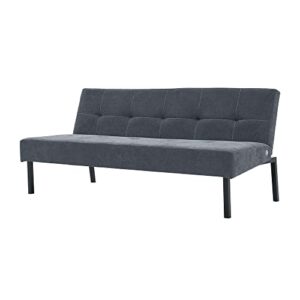 Panana Linen Upholstered Modern Convertible Folding Futon Sofa Bed with Metal Legs for Compact Living Space, Apartment, Dorm, Bonus Room, Gray