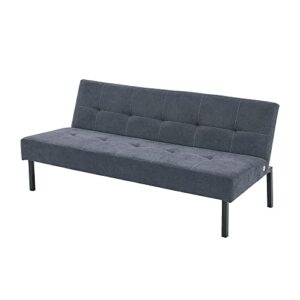 Panana Linen Upholstered Modern Convertible Folding Futon Sofa Bed with Metal Legs for Compact Living Space, Apartment, Dorm, Bonus Room, Gray