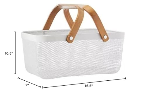 Member's Mark Mesh Baskets with Wood Handles (Set of 2) (White)