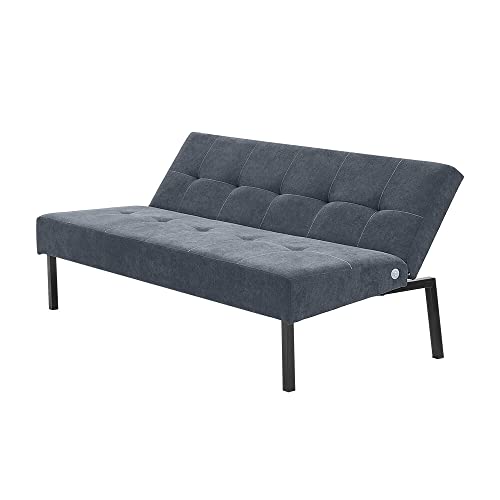 Panana Linen Upholstered Modern Convertible Folding Futon Sofa Bed with Metal Legs for Compact Living Space, Apartment, Dorm, Bonus Room, Gray