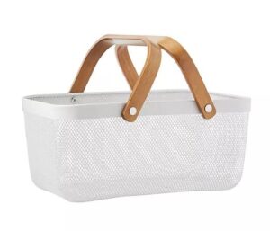 member's mark mesh baskets with wood handles (set of 2) (white)