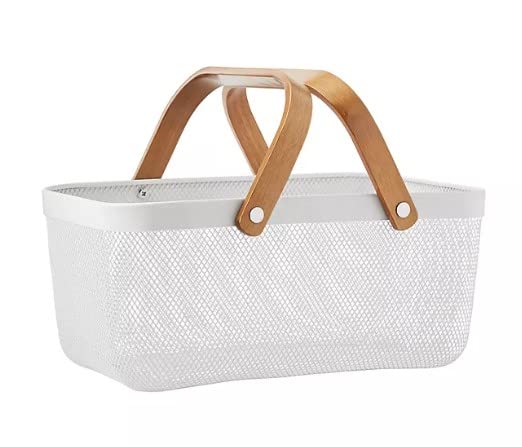 Member's Mark Mesh Baskets with Wood Handles (Set of 2) (White)