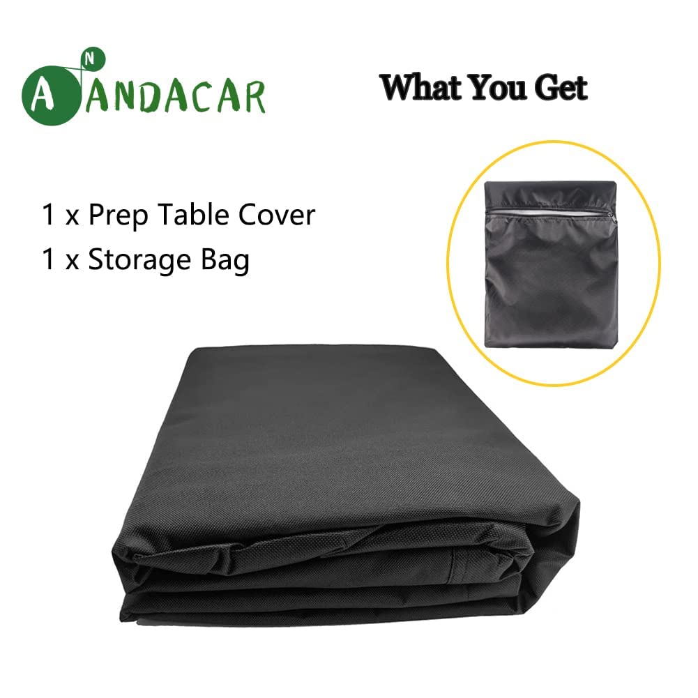 Andacar Prep Table Cover for Cuisinart CPT-200 Outdoor BBQ Prep Cart, 50inch BBQ Cart Cover Waterproof Tool Box Grill Table Cover - 52 x 22 x 36 Inch