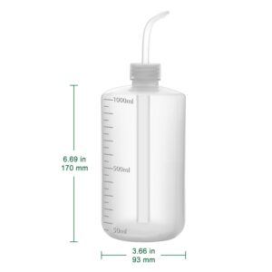 FunChem Chemical Wash Bottle, 2-Pack Plastic Lab Squeeze Washing Bottle with Clear Graduations, LDPE, Narrow Mouth (500 mL)