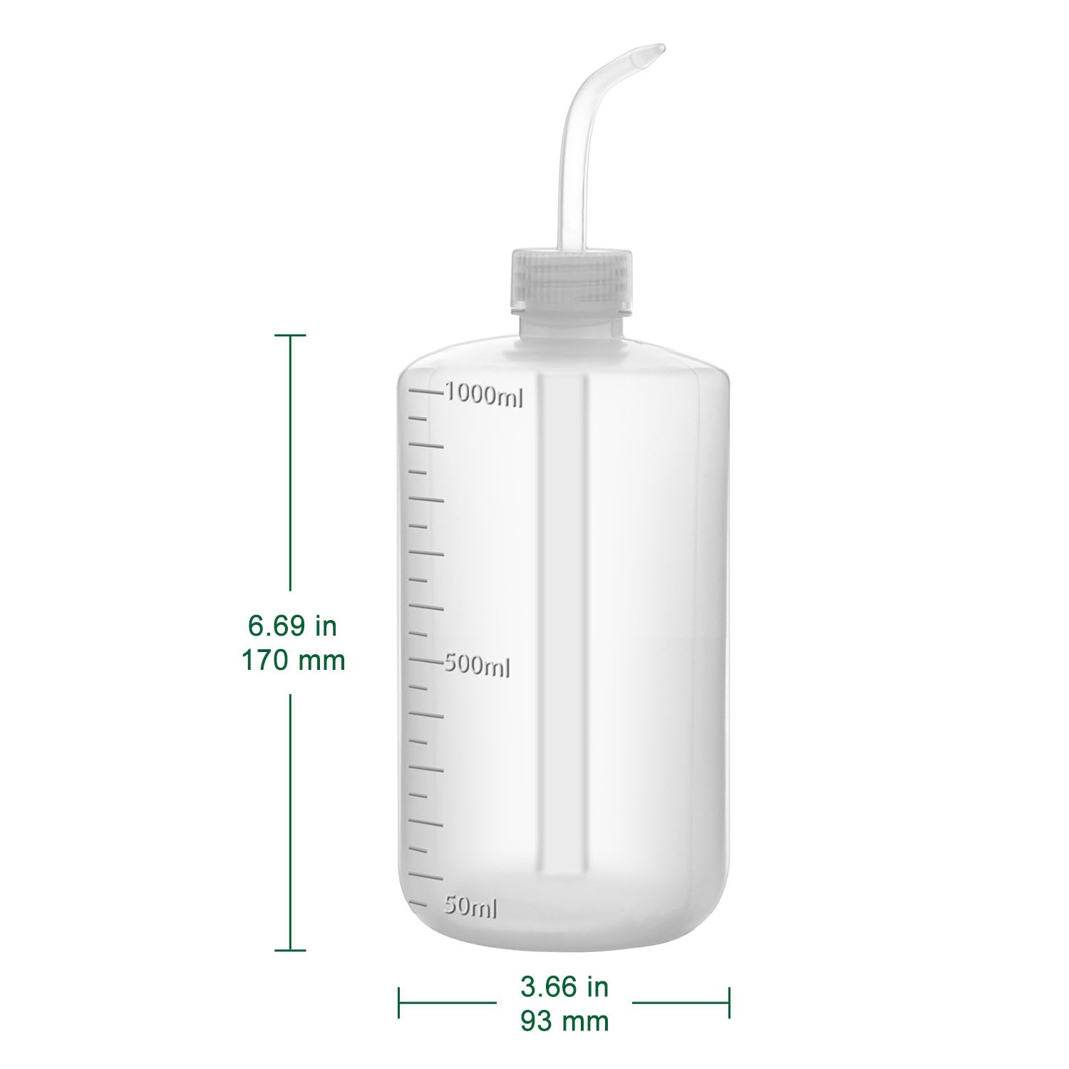 FunChem Chemical Wash Bottle, 2-Pack Plastic Lab Squeeze Washing Bottle with Clear Graduations, LDPE, Narrow Mouth (500 mL)