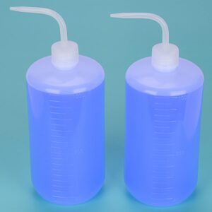 FunChem Chemical Wash Bottle, 2-Pack Plastic Lab Squeeze Washing Bottle with Clear Graduations, LDPE, Narrow Mouth (500 mL)