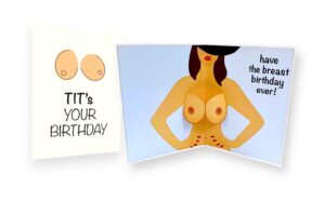 dirty pop up birthday cards – tits your birthday – funny 3d popup card, gift for husband, dad, friend, bday and every tits lover - 1 card 5 x 7 inch, 1 notepaper, 1 envelope (tit's your birthday)