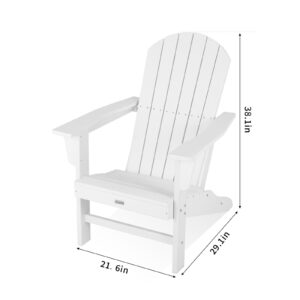 PIZATO Modern Adirondack Chair Wood Texture, 2.0 HDPE Material Weather Resistant Not Fade & Crack Composite Adirondack Chairs Fire Pit Chairs, White Imitation Wood Grain