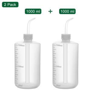 FunChem Chemical Wash Bottle, 2-Pack Plastic Lab Squeeze Washing Bottle with Clear Graduations, LDPE, Narrow Mouth (500 mL)