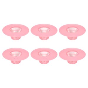 metallixity bathroom sink drain strainer(2.2" x 0.6") 6pcs, shower drain hair catcher, shower drain cover fits - for bathroom bathtub wash basin hole shower drains, pink