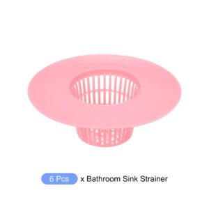 METALLIXITY Bathroom Sink Drain Strainer(2.2" x 0.6") 6pcs, Shower Drain Hair Catcher, Shower Drain Cover Fits - for Bathroom Bathtub Wash Basin Hole Shower Drains, Pink