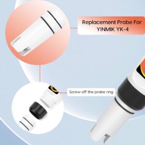 Replacement pH Probe for YINMIK YK-4 pH Meter, pH Electrode with EC Calibration Solution and pH Storage Solution