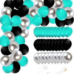 Teal Graduation Decorations 2024/Turquoise Black Graduation Party Decorations Teal Turquoise Black Balloons 45pcs/Teal Birthday Party Decorations for Women Teal Black Bridal Shower/Wedding