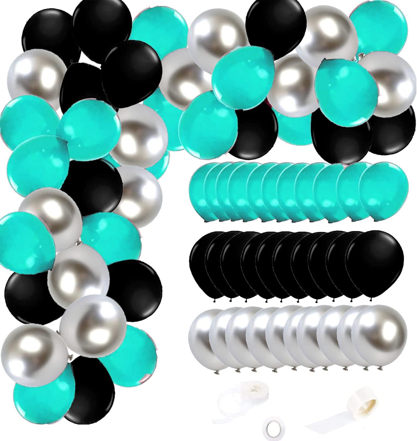 Teal Graduation Decorations 2024/Turquoise Black Graduation Party Decorations Teal Turquoise Black Balloons 45pcs/Teal Birthday Party Decorations for Women Teal Black Bridal Shower/Wedding